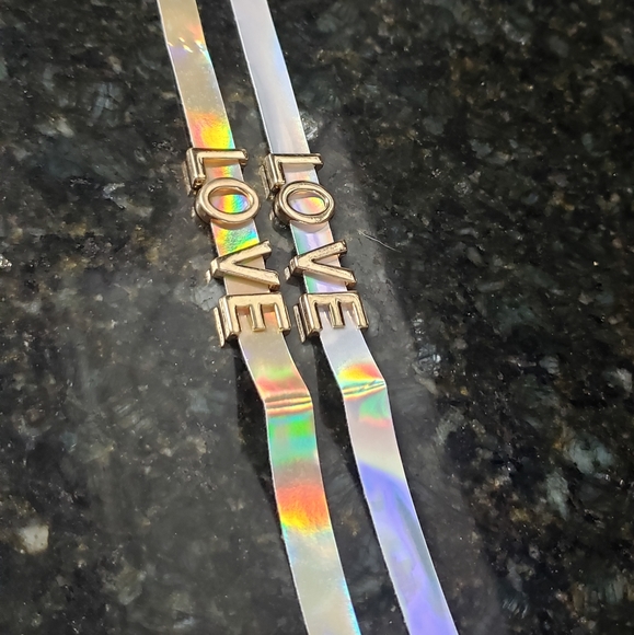 Holographic Choker Silver Gold Adjustable Letters - Picture 3 of 7